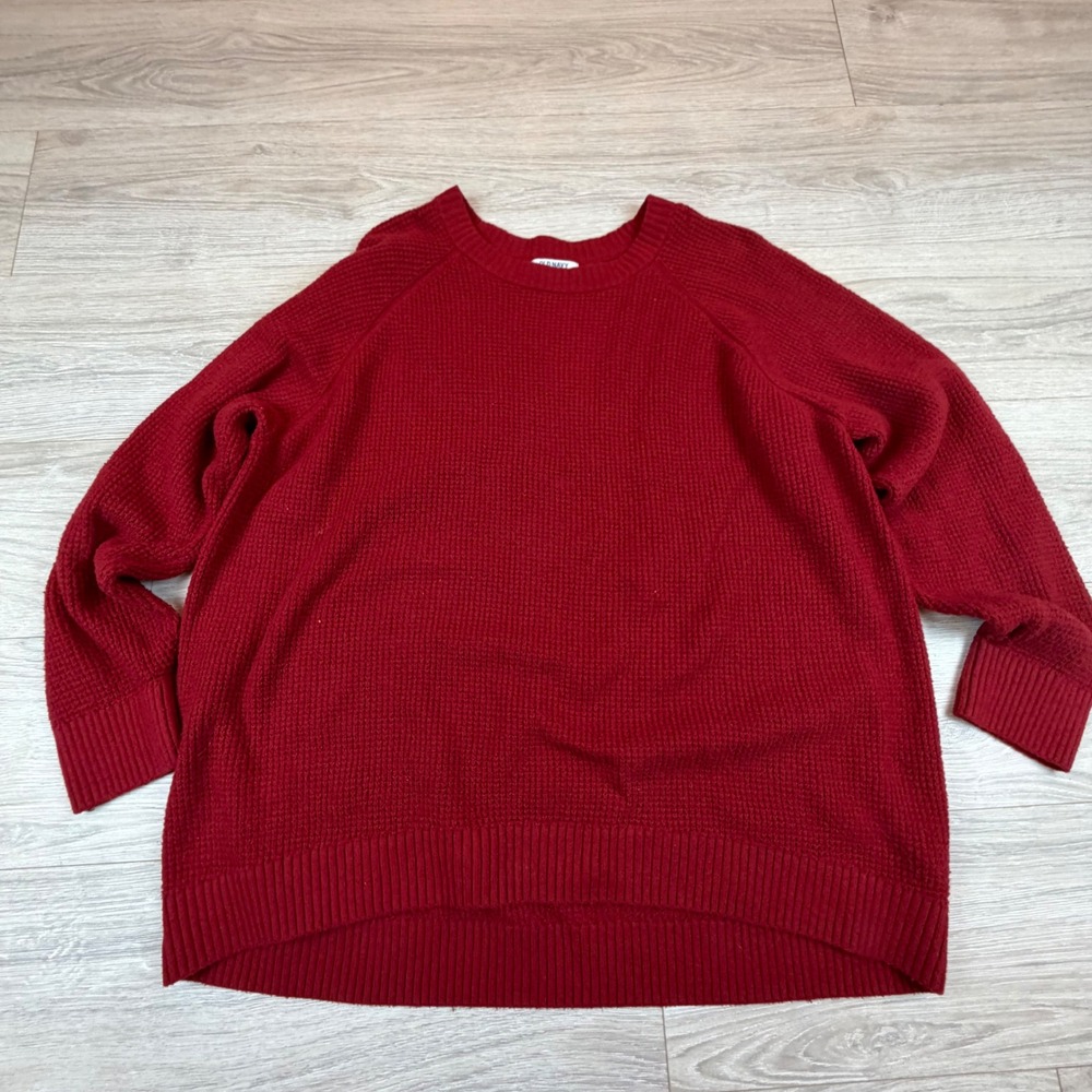 Old Navy Women's‎ Sosoft Red Waffle Knit Crewneck Sweater XXL